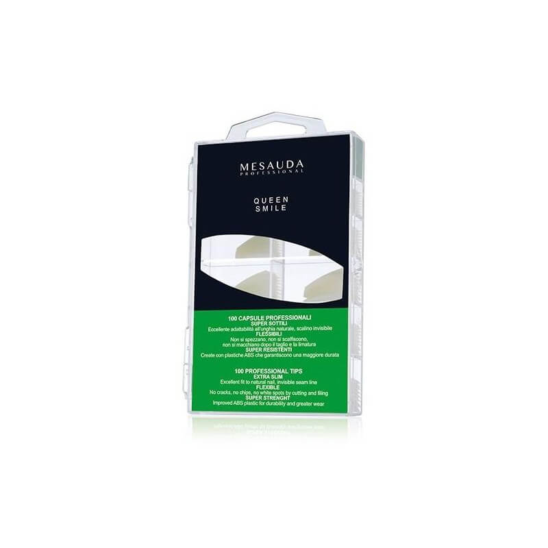 Doos met 100 Queen Smile-tips in natuurlijke kleur (10 stuks x 10 maten)