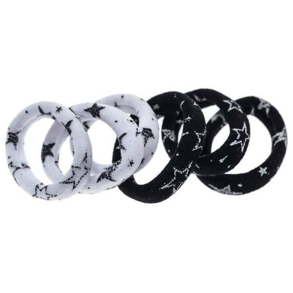 Card of 6 white-black Stella Green Elastics Card of 6 white-black Stella Green Elastics