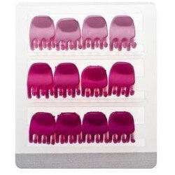 Cartões com 12 mini pregadores cor-de-rosa.