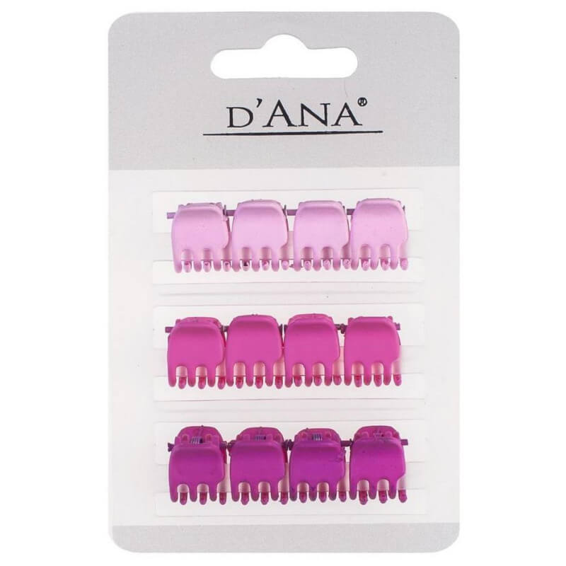 Cartões com 12 mini pregadores cor-de-rosa.