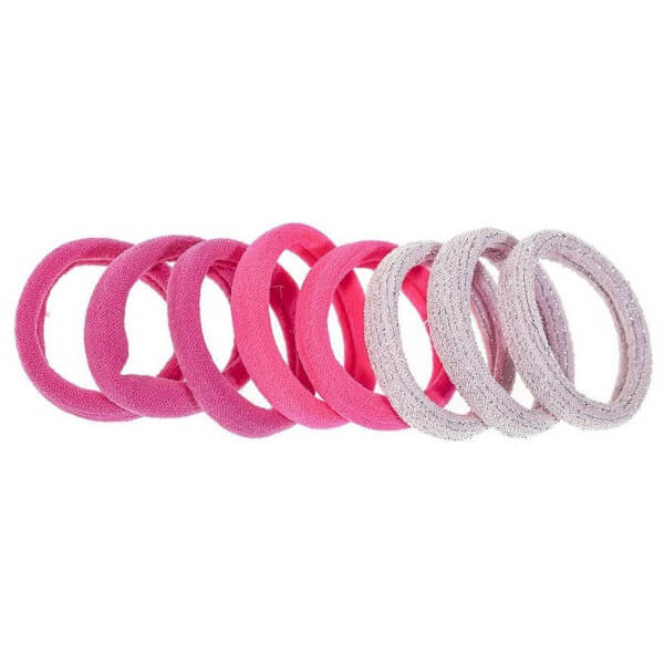 Set of 8 small pink elastic...