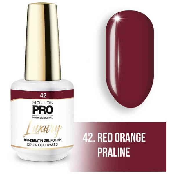 Gellak LUXURY N°42 Praline oranje rood Mollon Pro - 8ML Gellak LUXURY N°42 Praline oranje rood Mollon Pro - 8ML