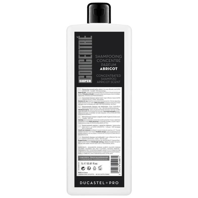Geconcentreerde shampoo met abrikoos van Ducastel, 1 liter.