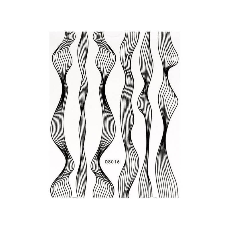 Sticker elastische zwarte golf Beauty Nails DS016-28