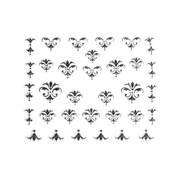 Ornement edelsteen - Barok zilver Beauty Nails RE107