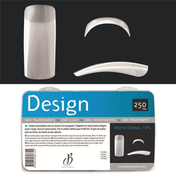 Cápsulas semitransparentes de diseño: 250 puntas de uñas de belleza