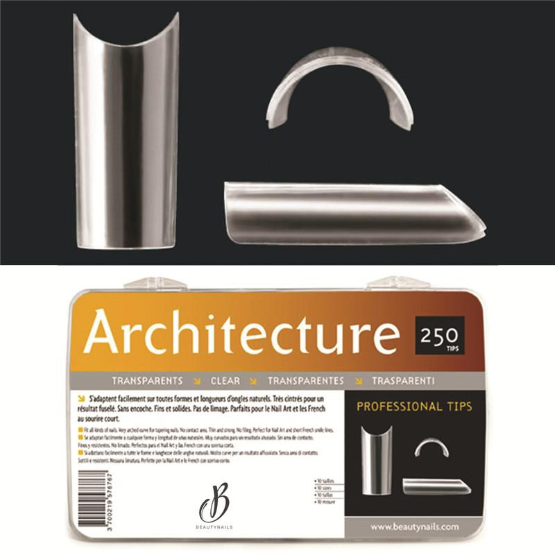 Cápsulas de arquitectura transparente - 250 tips Beauty Nails