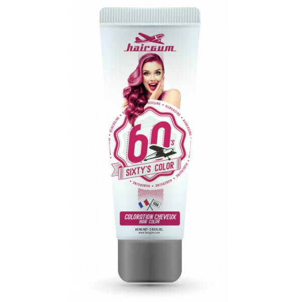 Coloração creme semi-permanente Sixty's Color - Aubergine HAIRGUM 60ML Coloração creme semi-permanente Sixty's Color - Aubergine HAIRGUM 60ML