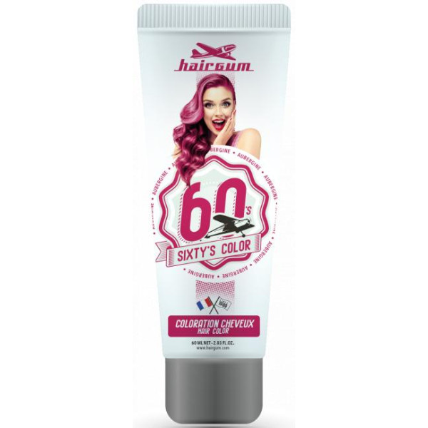 Crème colorante Sixty's Color - Aubergine HAIRGUM 60ML Crème colorante Sixty's Color - Aubergine HAIRGUM 60ML