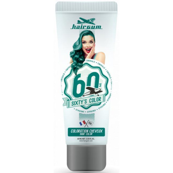 Crème colorante Sixty's Color - Emeraude HAIRGUM 60ML Crème colorante Sixty's Color - Emeraude HAIRGUM 60ML