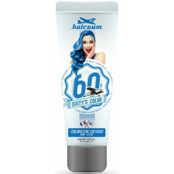 Crème colorante Sixty's Color - Bleu flashy HAIRGUM 60ML Crème colorante Sixty's Color - Bleu flashy HAIRGUM 60ML