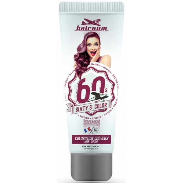 Crème colorante Sixty's Color - Magenta HAIRGUM 60ML Crème colorante Sixty's Color - Magenta HAIRGUM 60ML