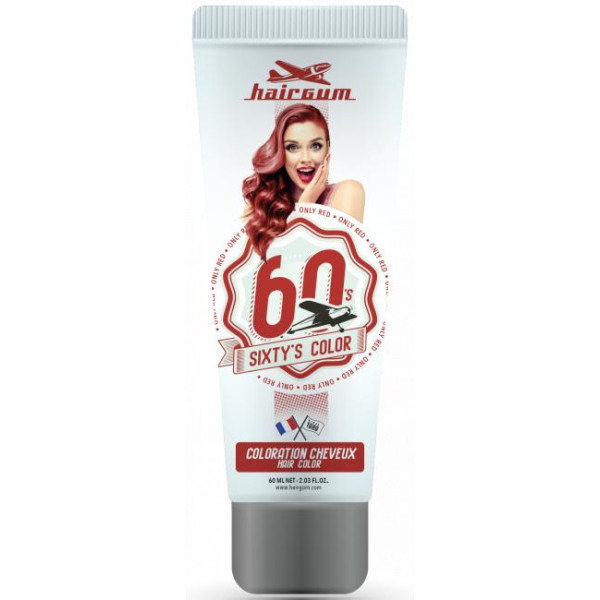 Crème colorante Sixty's Color - Rouge HAIRGUM 60ML Crème colorante Sixty's Color - Rouge HAIRGUM 60ML