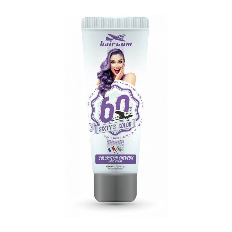Coloration crème semi-permanente Sixty's Color - Aubergine HAIRGUM 60ML Coloration crème semi-permanente Sixty's Color - Aubergine HAIRGUM 60ML