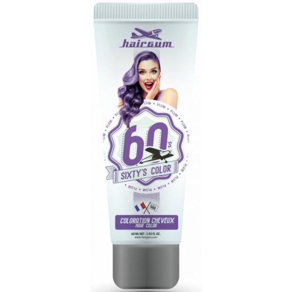 Crème colorante Sixty's Color - Prune HAIRGUM 60ML Crème colorante Sixty's Color - Prune HAIRGUM 60ML