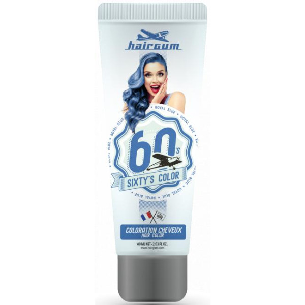 Crème colorante Sixty's Color - Bleu Royal HAIRGUM 60ML Crème colorante Sixty's Color - Bleu Royal HAIRGUM 60ML