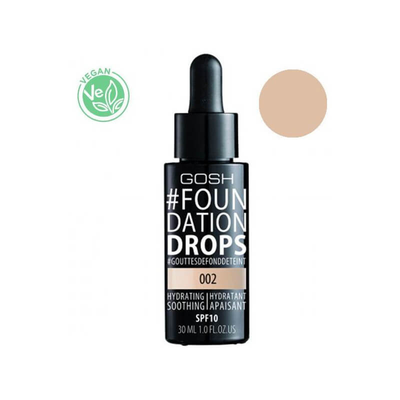 Base de maquillaje n ° 002 Ivory Foundation Drops GOSH 30ML