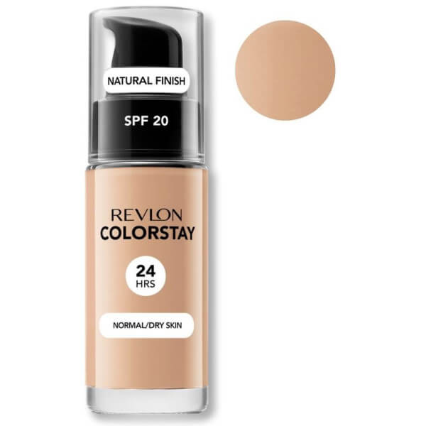 Hydraterende foundation 24 uur lang houdbaar, nr. 220 natuurlijk beige Colorstay voor de droge huid van REVLON. Hydraterende foundation 24 uur lang houdbaar, nr. 220 natuurlijk beige Colorstay voor de droge huid van REVLON.
