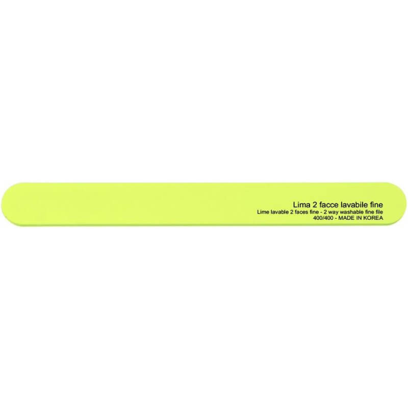 Double-sided yellow washable nail file - medium/fine grit 240/240