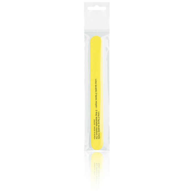 Double-sided yellow washable nail file - medium/fine grit 240/240