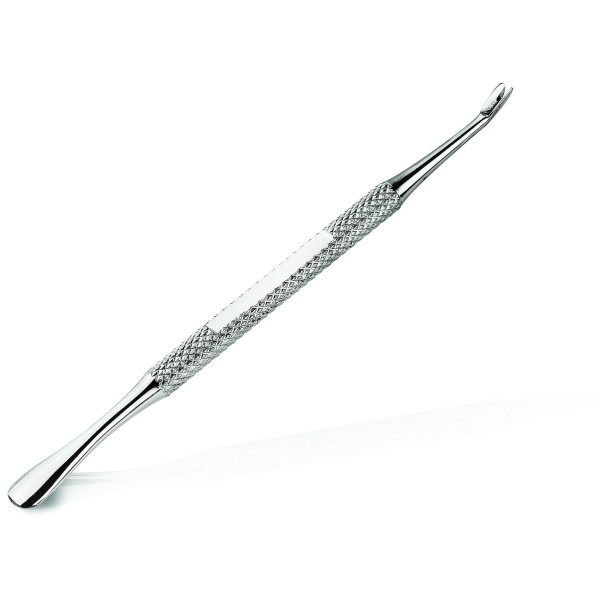Double-sided cuticle pusher stainless steel.