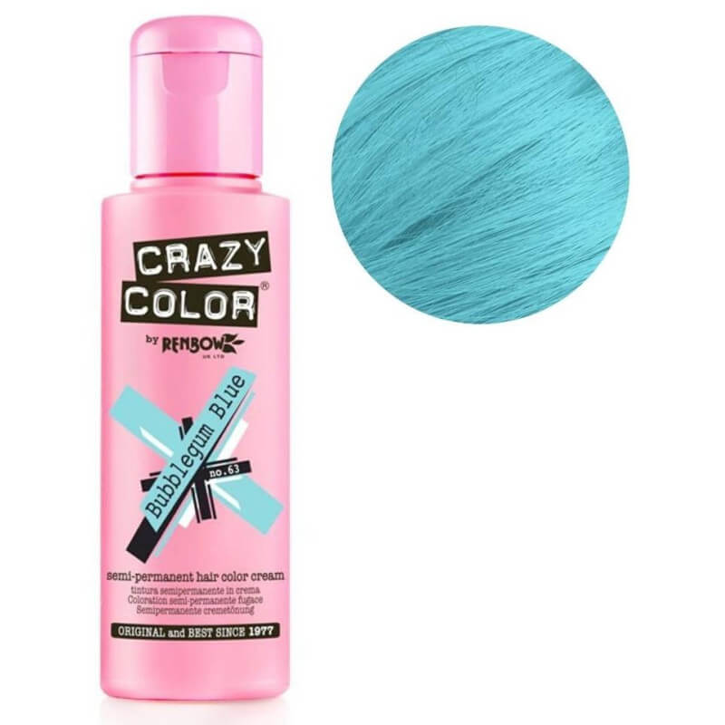 Coloração semi-permanente n°63 Azul Chiclete CRAZY COLOR 100ML