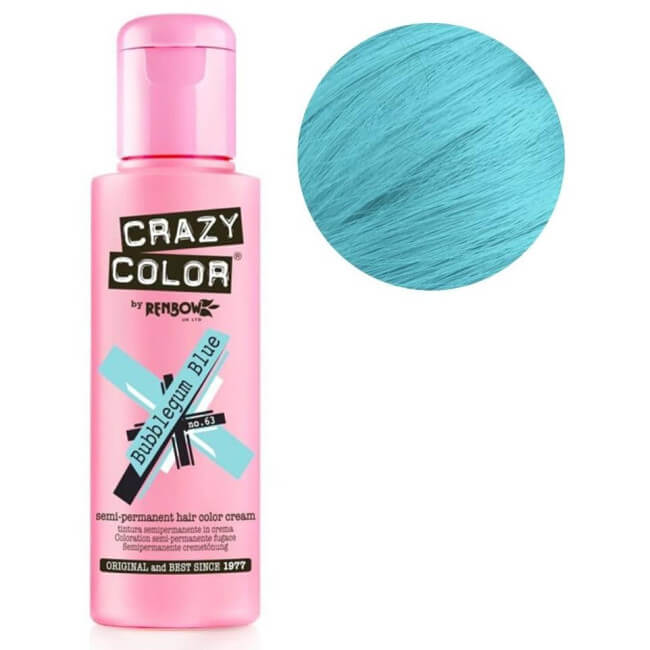 Semi-permanente haarkleuring nr. 63 Bubblegum Blue CRAZY COLOR 100ML