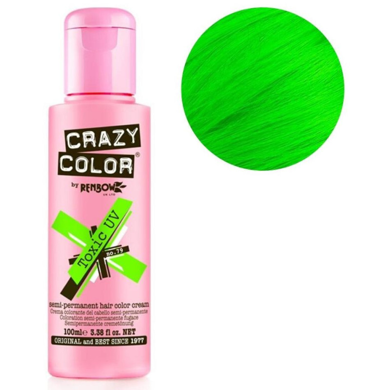Halbpermanente Haarfarbe in Neo Toxic Grün CRAZY COLOR 100ML.