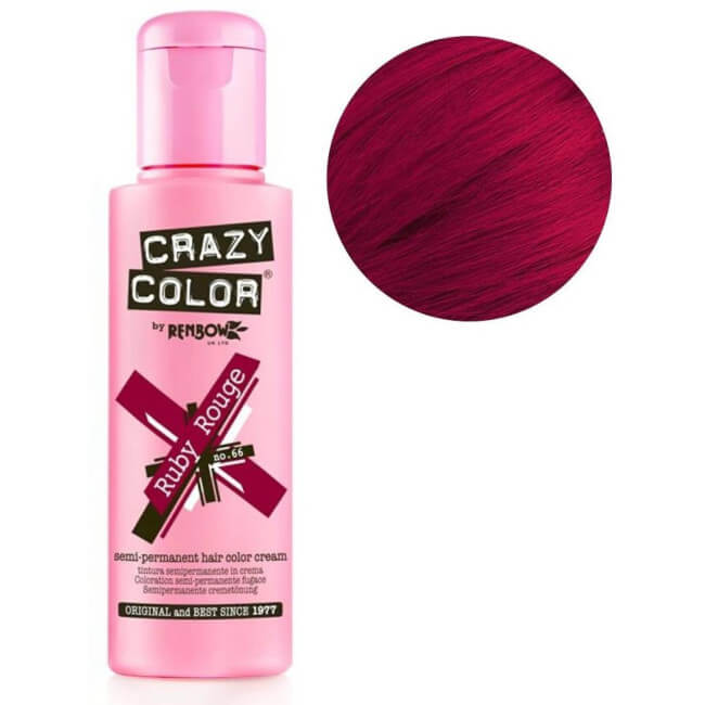 Coloración semipermanente de color rojo rubí CRAZY COLOR 100ML.