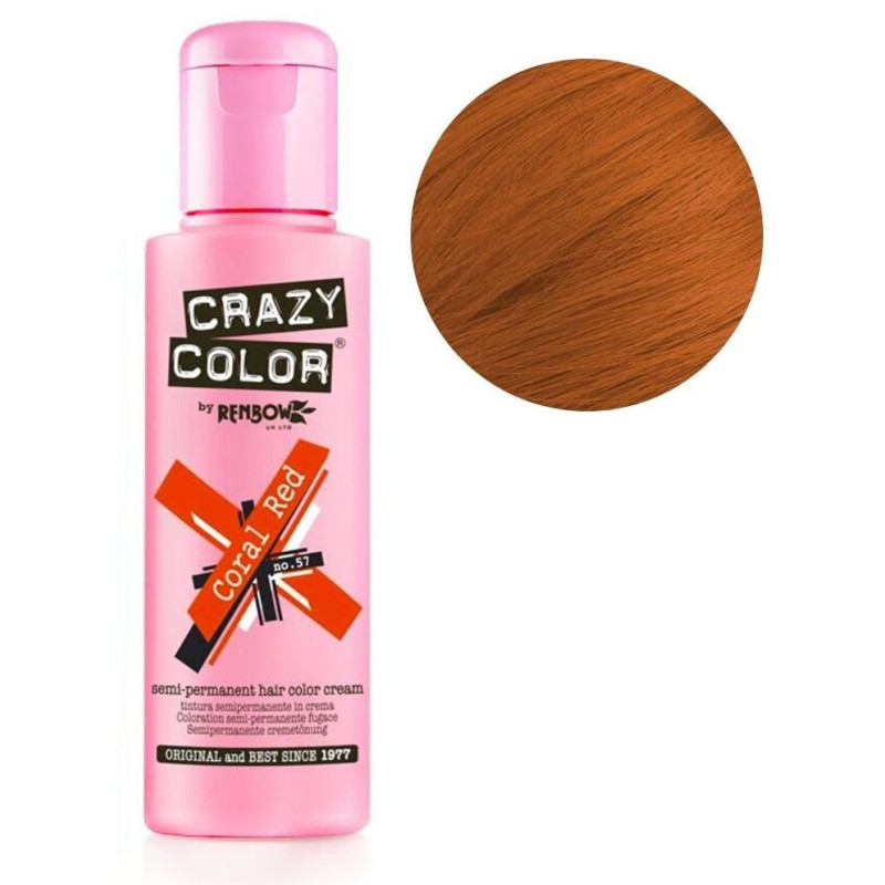 Semi-permanent Coral Red hair dye CRAZY COLOR 100ML