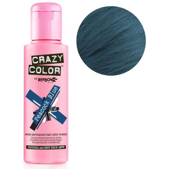 Colorazione semi-permanente Peacock blue CRAZY COLOR da 100 ml.