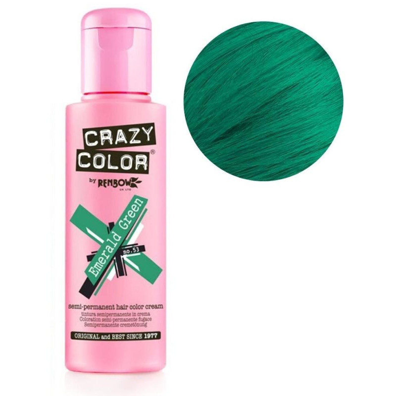 Coloración semi-permanente Crazy Color en color verde esmeralda de 100 ml.
