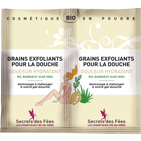 Grains exfoliants douche Douceur hydratants bio SECRETS DES FEES 2x5g Grains exfoliants douche Douceur hydratants bio SECRETS DES FEES 2x5g