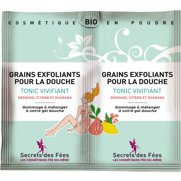 Exfoliating shower grains Tonic revitalizing organic SECRETS DES FEES 2x5g
