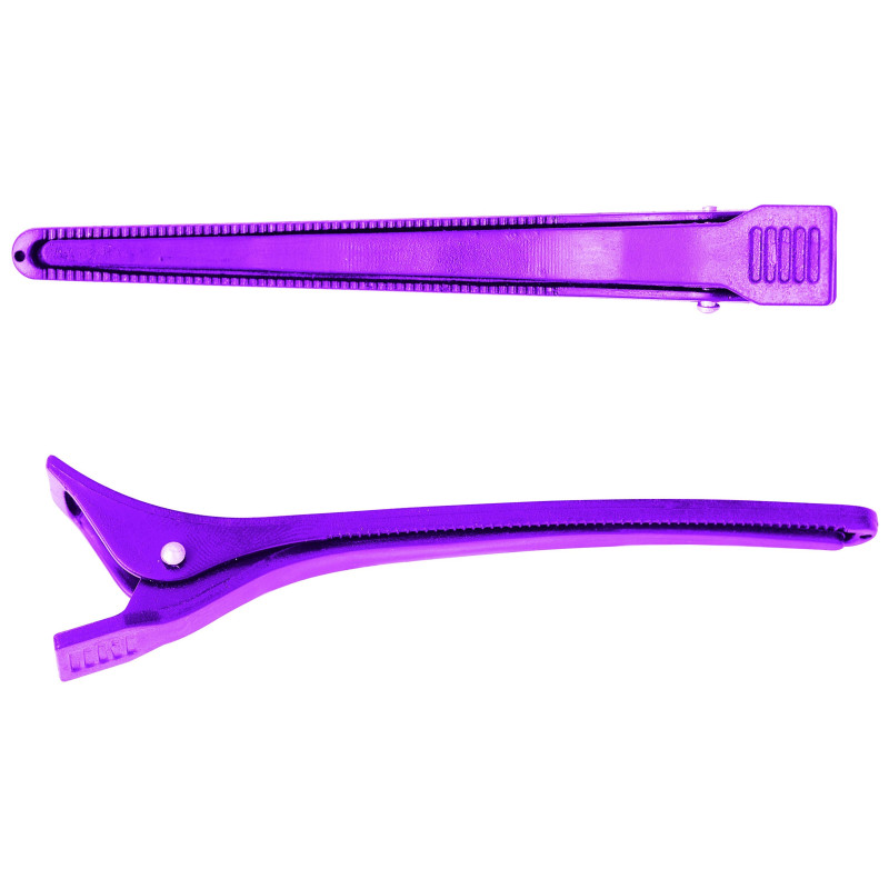 Pinzas clips maxi de plástico violeta.