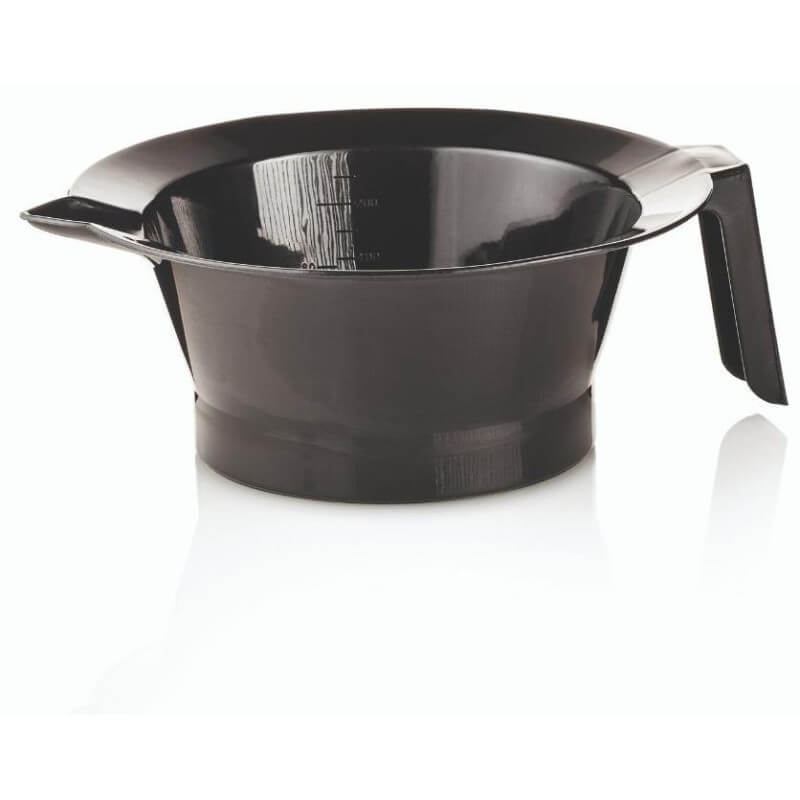 Graduated bowl with black non-slip rubber spout