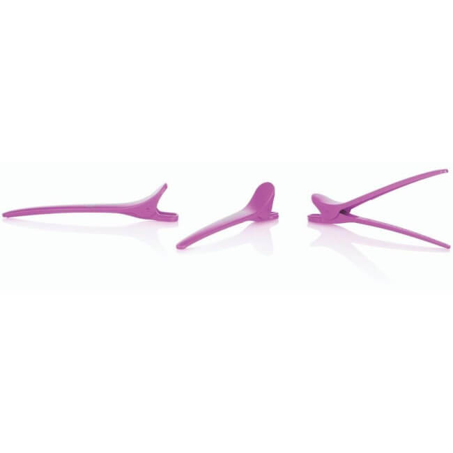 Grote paarse plastic klemmen clips.