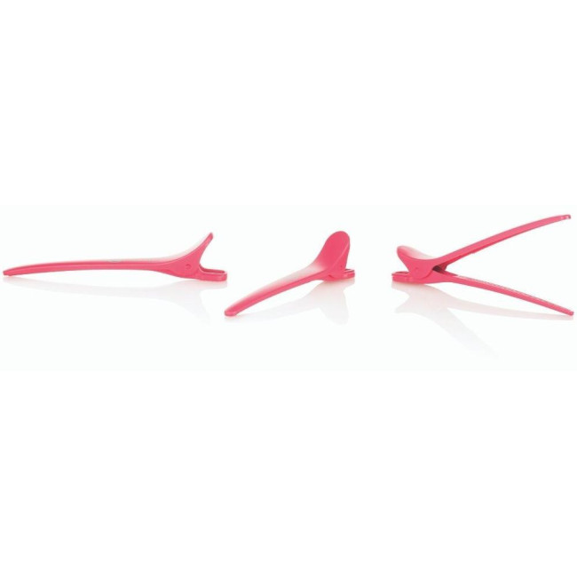 Pinces clips maxi en plastique roses x6