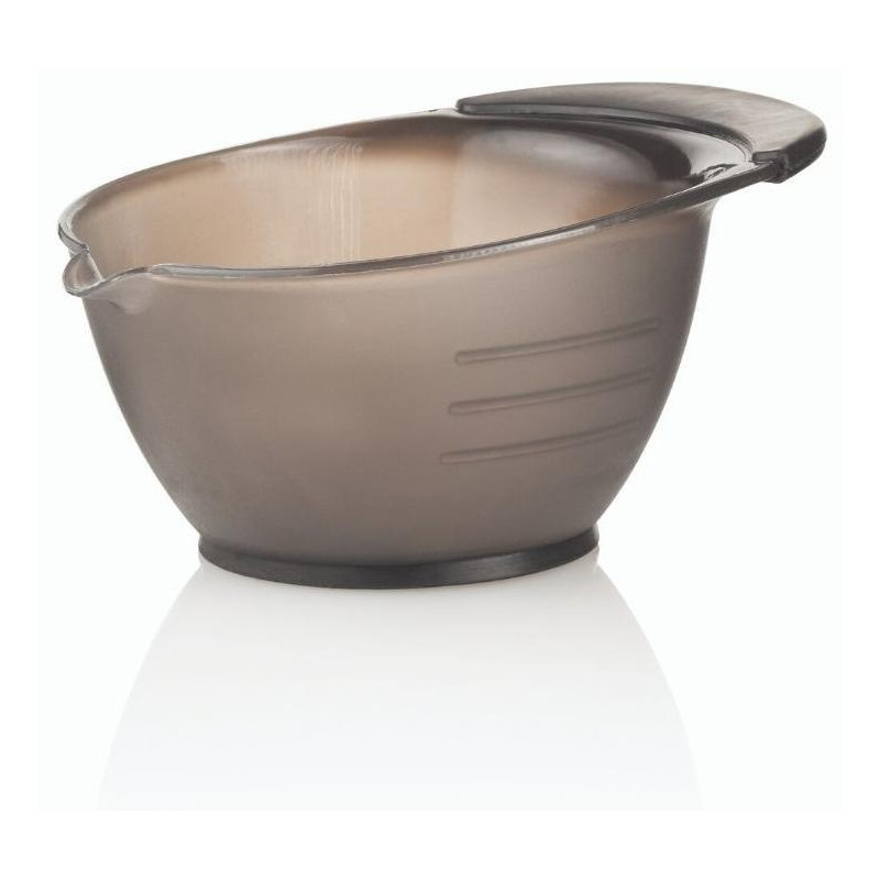 Non-slip graduated bowl with pouring spout + gray Tekno brush rest