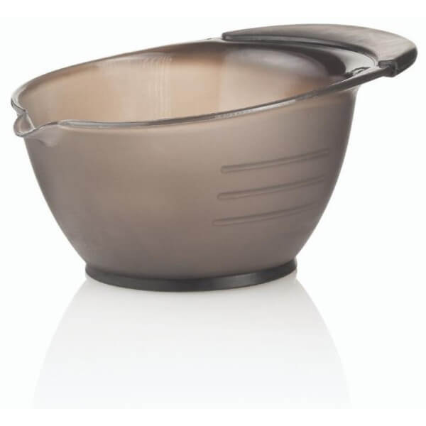 Non-slip graduated bowl with pouring spout + gray Tekno brush rest