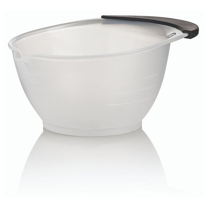Non-slip graduated bowl with spout + brush rest Tekno white