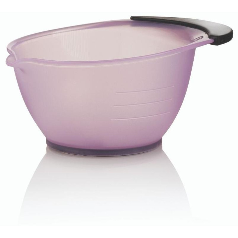 Non-slip measuring bowl with spout + brush rest Tekno pink