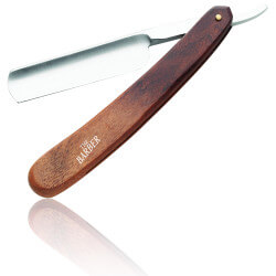 Wooden razor with stainless steel edge