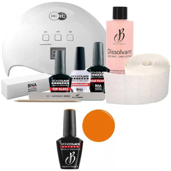 Pack Beauty Nails + 48 watt lamp Wonderlak extreme Beautynails ORANGE COCKTAIL WLE004