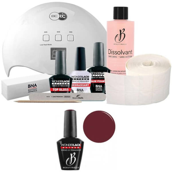 Confezione Beauty Nails + 48 watt lampada Wonderlak extreme Beautynails RED CABERNET WLE015