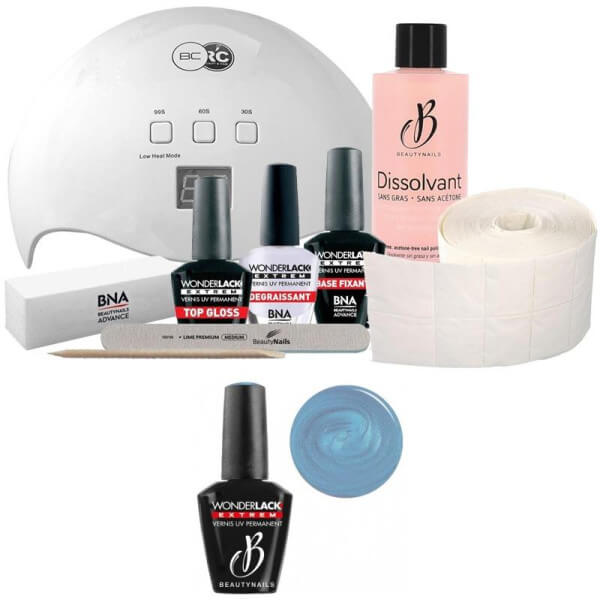 Confezione Beauty Nails + 48 watt lampada Wonderlak extreme Beautynails BAHAMAS BLUE WLE023