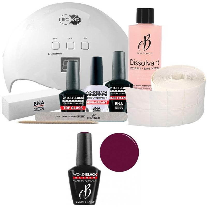 Pack Beauty Nails + lámpara de 48 vatios Wonderlak extreme Beautynails BURGUNDY WLE037
