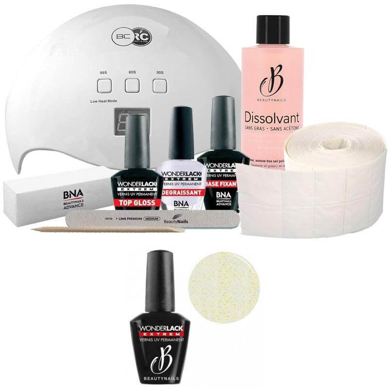 Confezione Beauty Nails + 48 watt lampada Wonderlak extreme Beautynails CAMPIONI SPUMANTI WLE055
