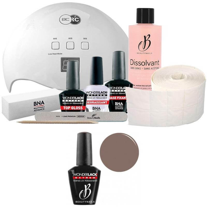 Pack Beauty Nails + lámpara de 48 vatios Wonderlak extreme Beautynails BROWN GREY WLE063