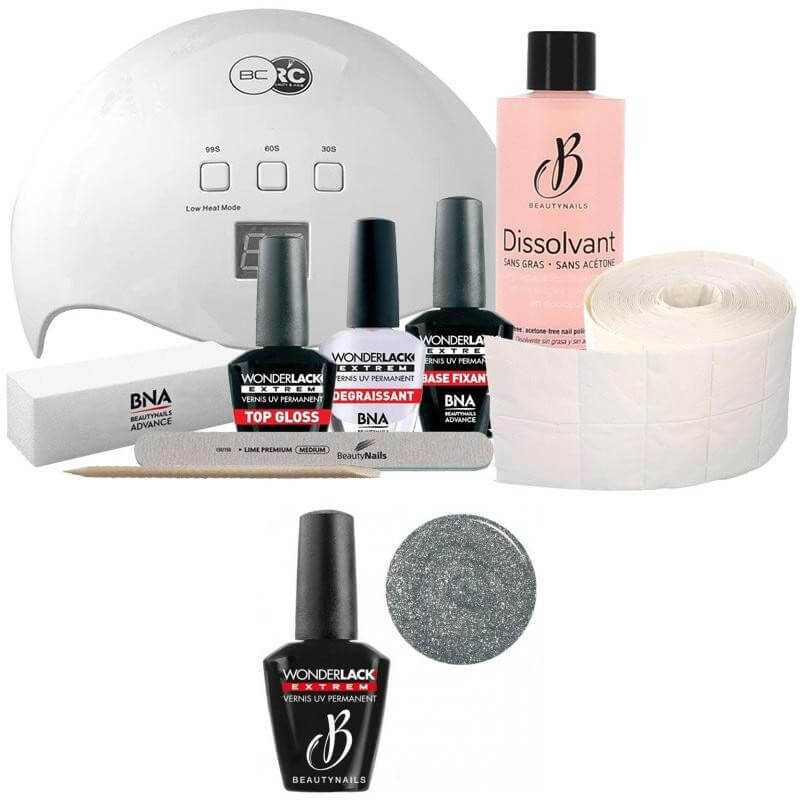 Confezione Beauty Nails + 48 watt lampada Wonderlak extreme Beautynails DIAMOND DUST GLITTERS WLE107